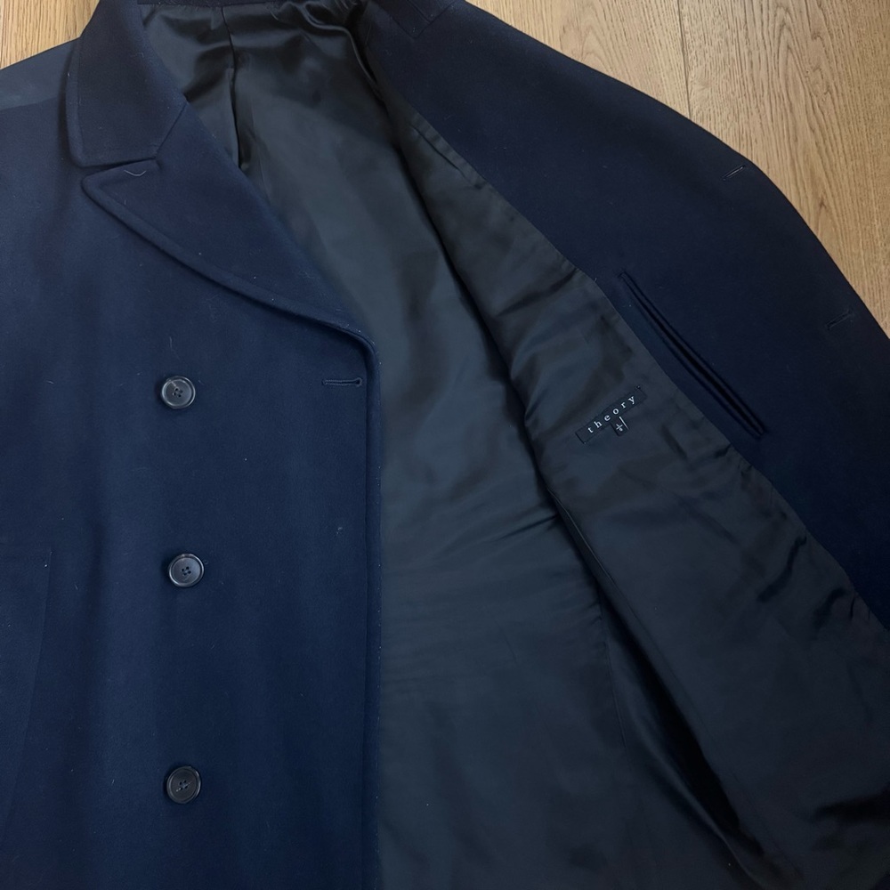 THEORY MEN'S NAVY BLUE WOOL PEACOAT JACKET SIZE US L LARGE - Picture 7 of 8